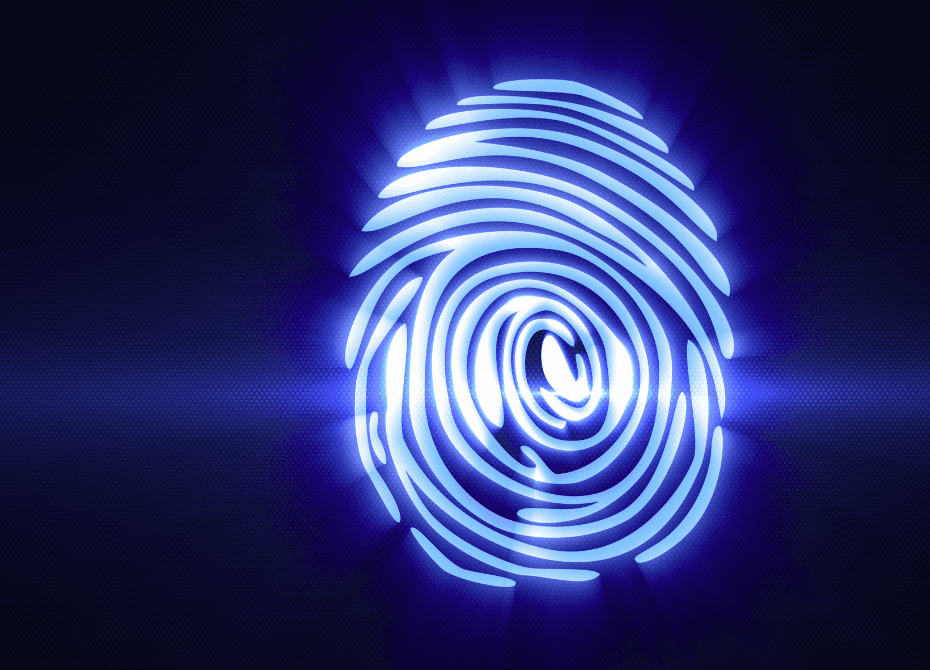 Glowing digital fingerprint symbolizing a unique brand identity, representing Agile Solutions’ work in crafting distinctive branding for service-based businesses.