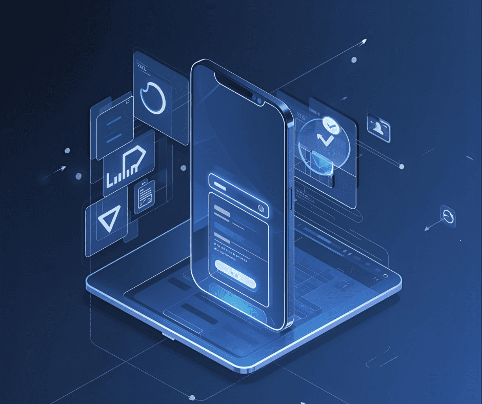 Converting ad clicks into calls and quote requests, shown with a smartphone, landing page UI, and form elements.