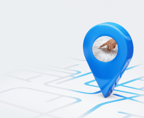 Local market leader icon showing magnifying glass over map, representing advanced SEO strategies for Michigan service companies.
